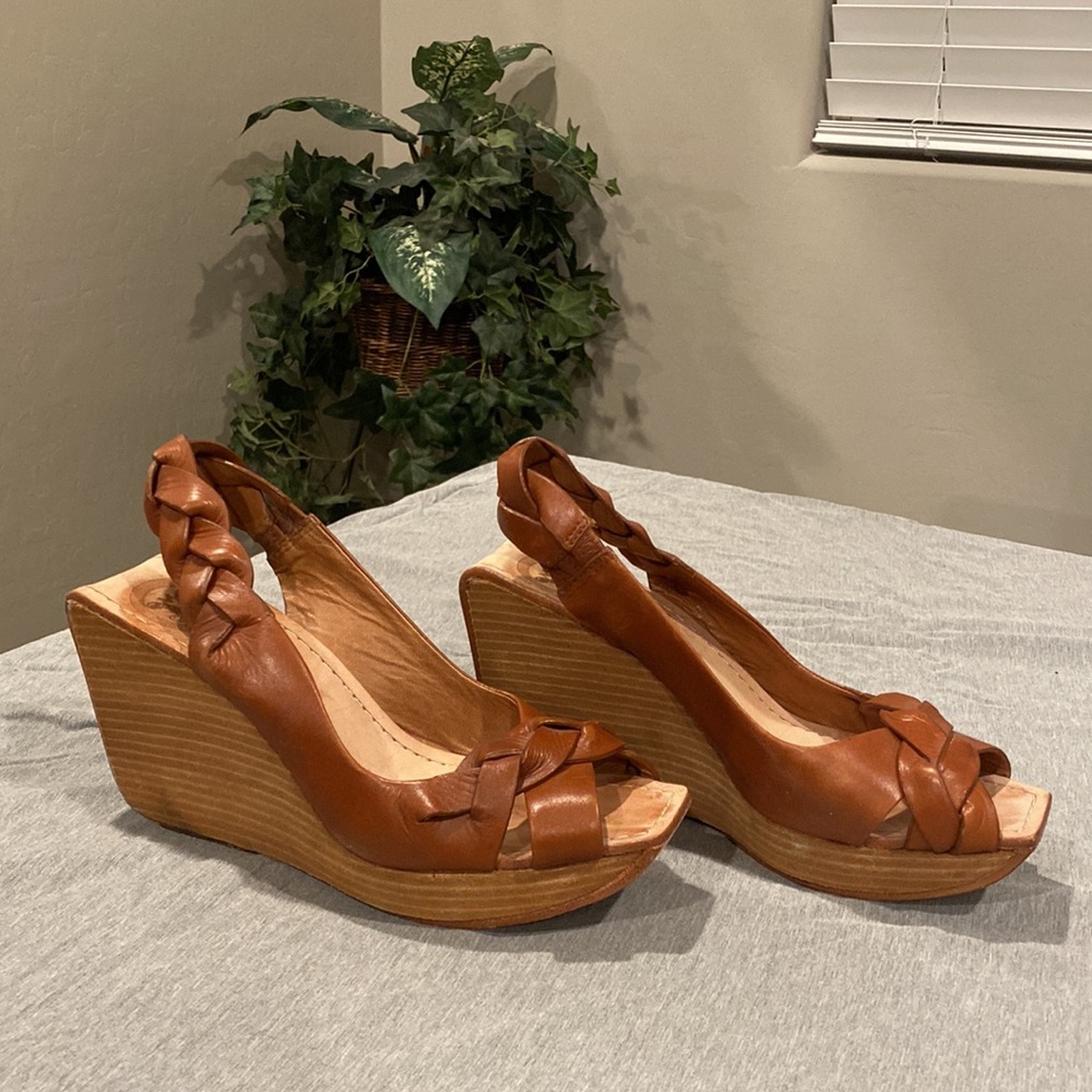 Eric Javits Brown Leather Wedges